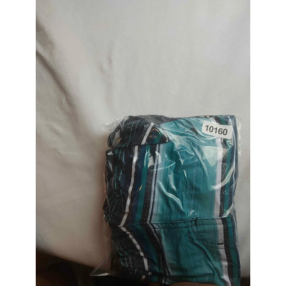 ZeroXposur Mens Board Shorts XXL Gray Teal Striped Swim Trunks Zip Pocket
